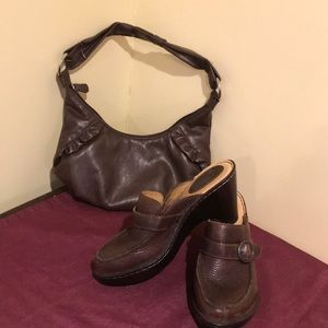 Born -  Brown Leather Distressed Clogs size 7